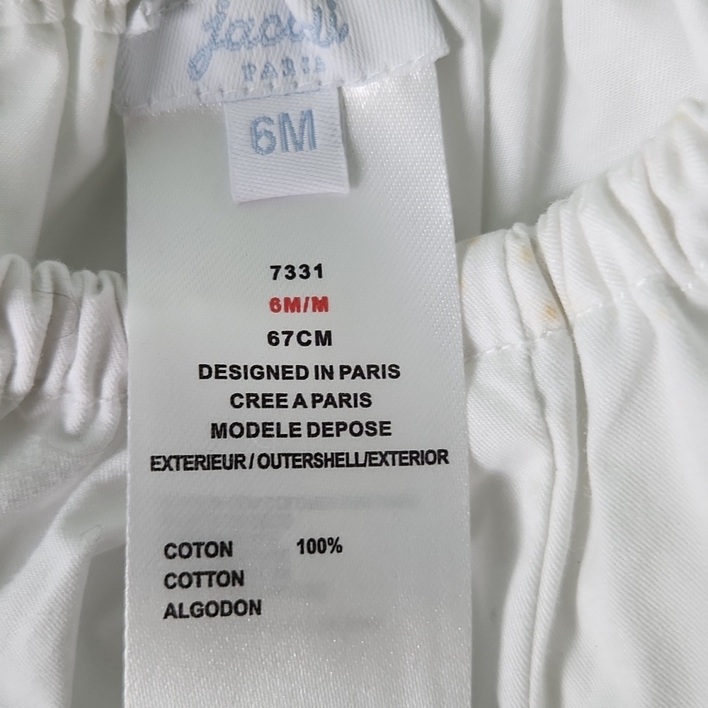 Jacadi Paris White Baby Shorts with Red Scalloped Trim - Picture 10 of 10